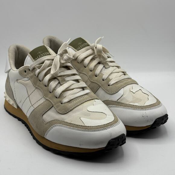 VALENTINO GARAVANI Camouflage Rockrunner Sneaker Rockstud White Grey Sz 43 - Picture 5 of 16